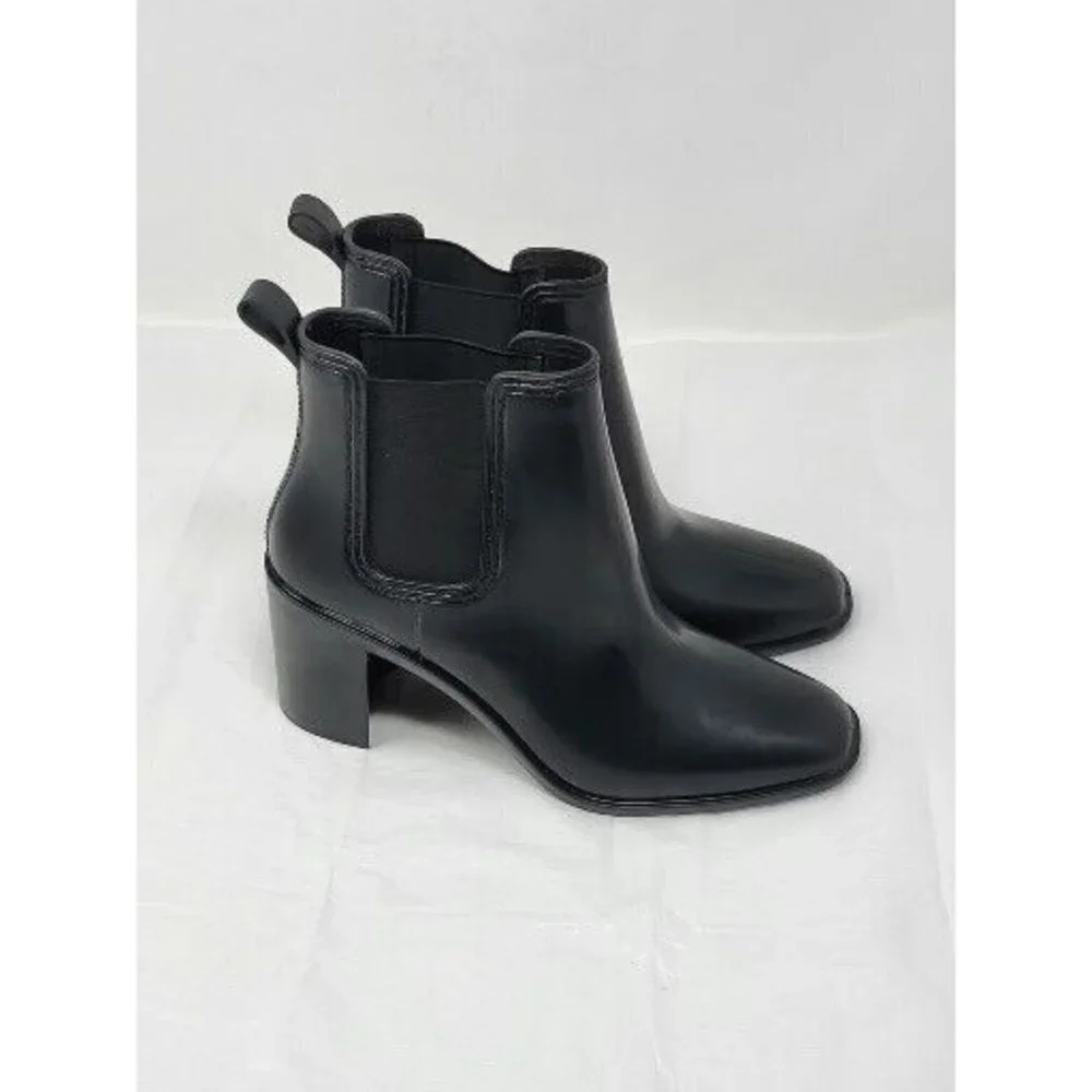 JEFFREY CAMPBELL HURRICANE CHELSEA BOOT BLACK PATENT LEATHER BLOCK HEEL SIZE 10M - Picture 4 of 8